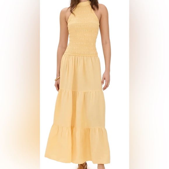 The Wolf Gang Dresses & Skirts - THE WOLF GANG OSTIA SHIRRED MAXI DRESS IN BUTTER•Size Small
